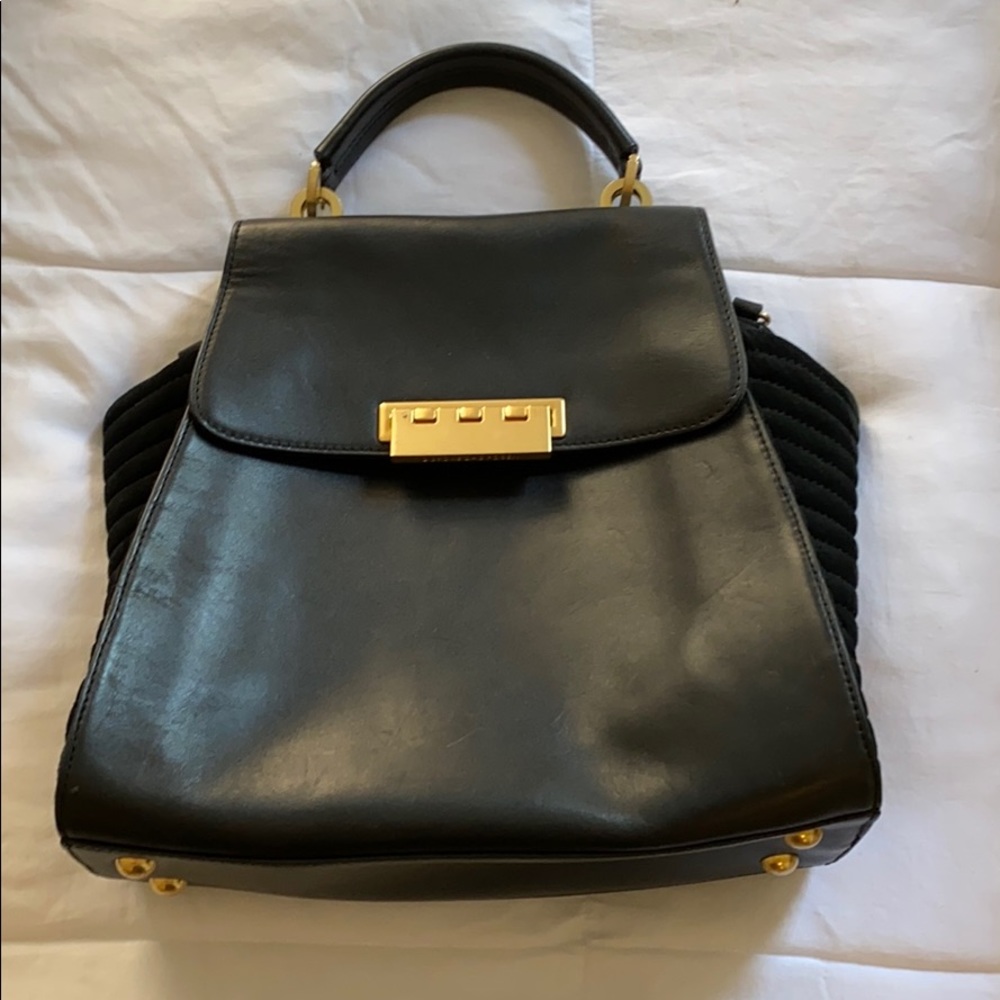Z Spoke Zac Posen Black Leather and Gold Bag